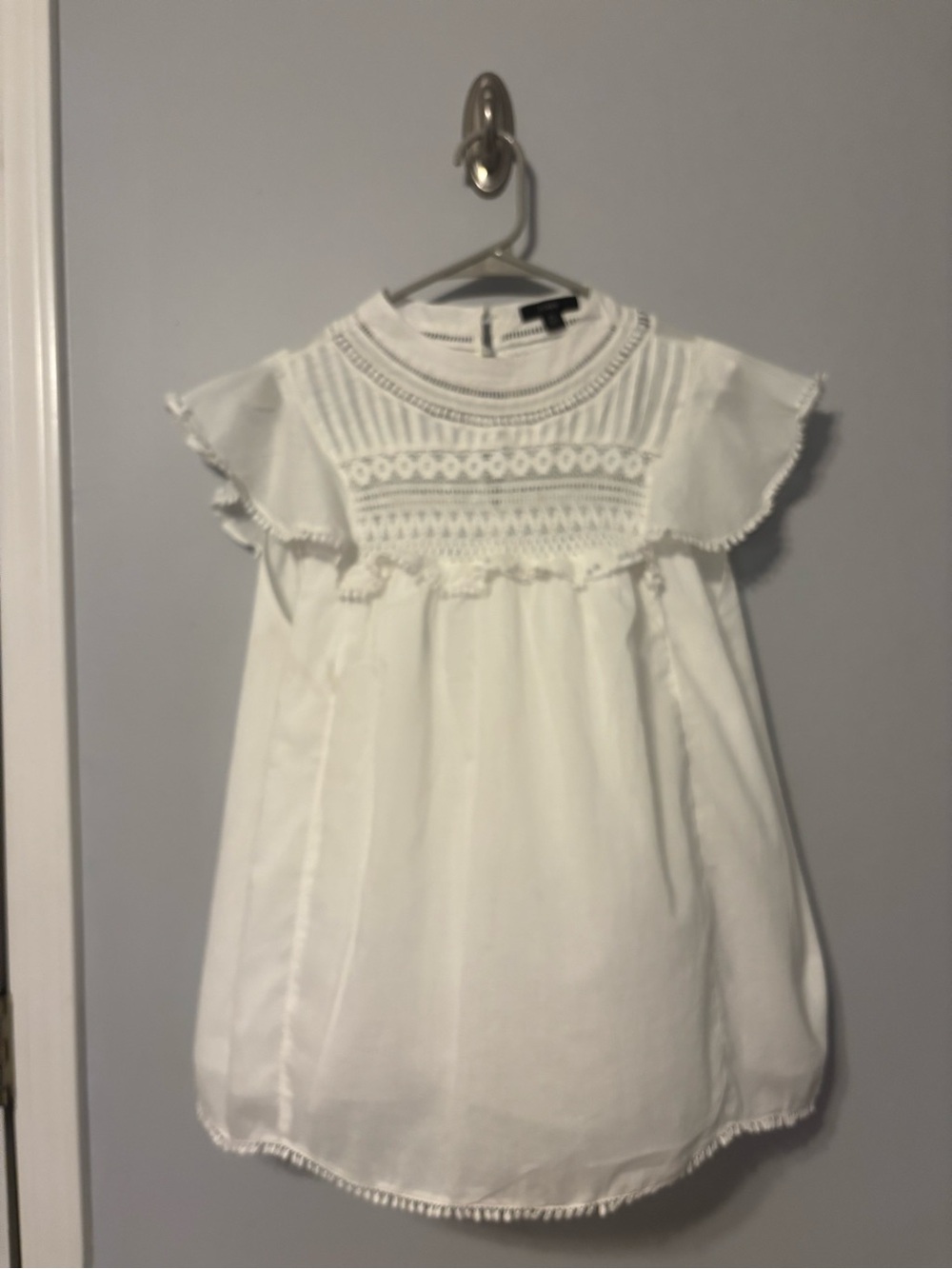 J. Crew White Eyelet Ruffle Yoke Blouse - women